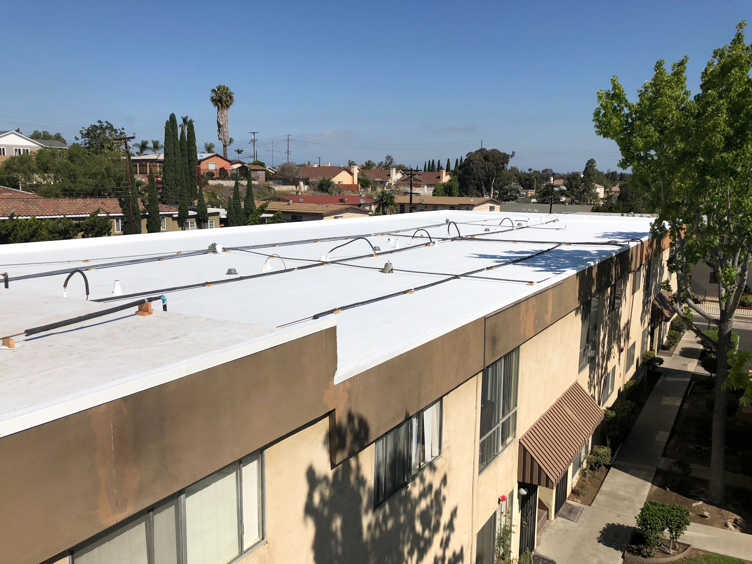 Solar panel installation on flat roof