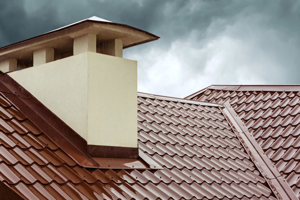 Chimney and terracotta tile roof